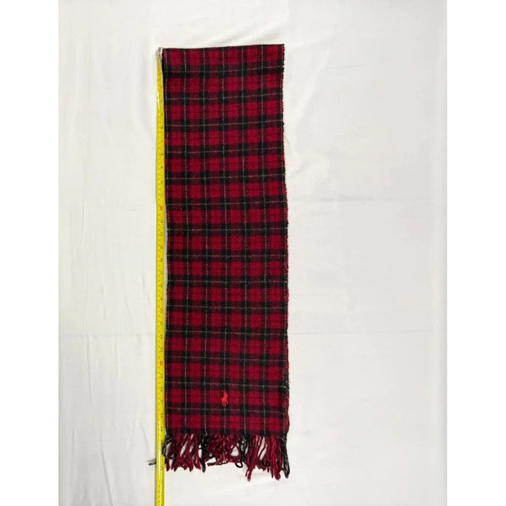Polo Ralph Lauren 2-Face Lambswool Scarf Made in Italy - Plaid Red